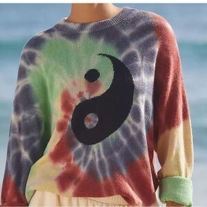 Spiritual Gangster Maude Sweater Tie-Dye Yin Yang-merino wool size XS